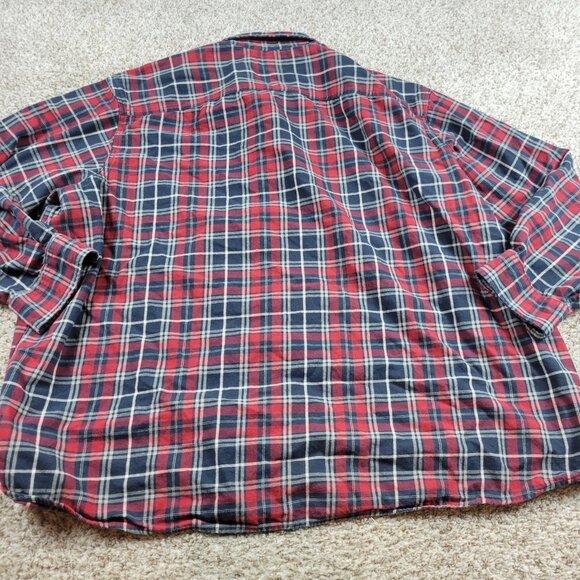 RedHead Flannel Shirt Mens 5XL Red Blue Plaid Long Sleeve Button Up - Picture 6 of 7
